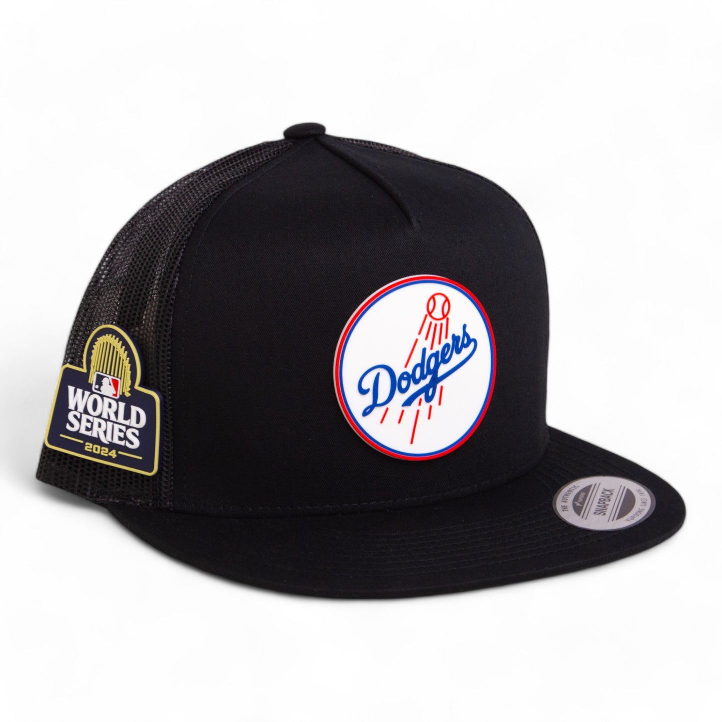 Los Angeles Dodgers 2024 World Series 3D YP Snapback Flat Bill Trucker Hat- Black