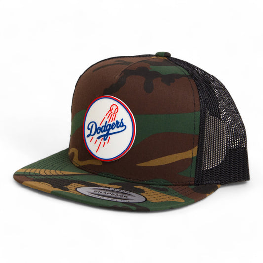 Los Angeles Dodgers 2024 World Series 3D YP Snapback Flat Bill Trucker Hat- Army Camo/ Black