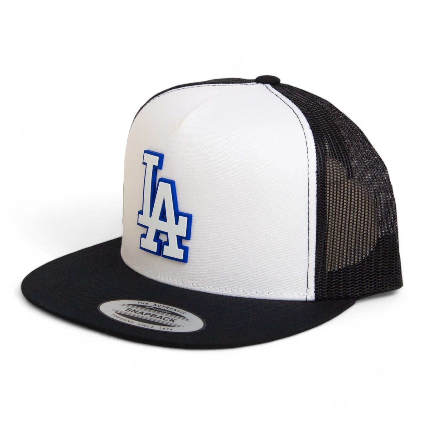 LA Dodgers 2024 World Series 3D YP Snapback Flat Bill Trucker Hat White- White/ Black