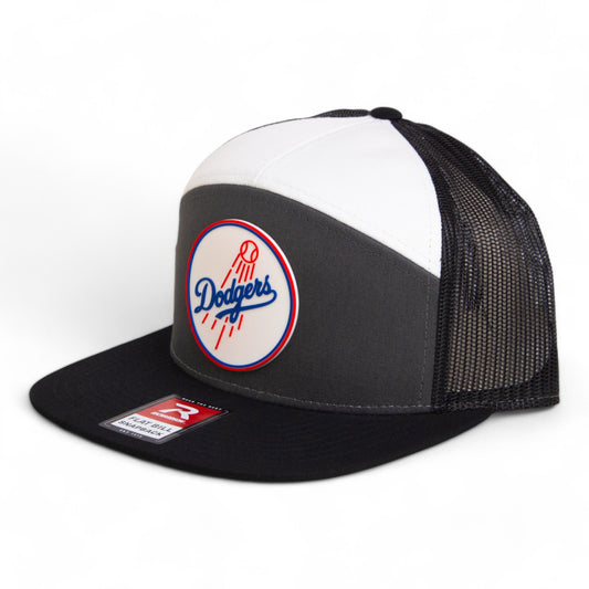 Los Angeles Dodgers 2024 World Series 3D Snapback Seven-Panel Flat Bill Trucker Hat- Charcoal/ White/ Black