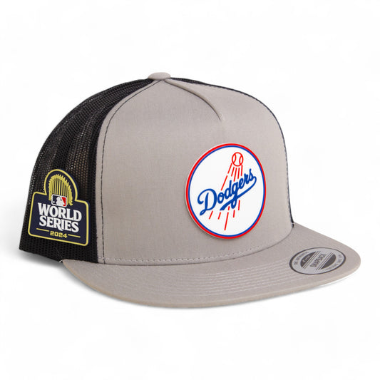 Los Angeles Dodgers 2024 World Series 3D YP Snapback Flat Bill Trucker Hat- Silver/ Black