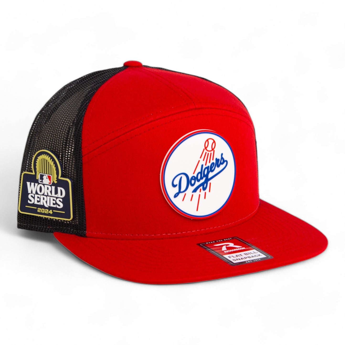 Los Angeles Dodgers 2024 World Series 3D Snapback Seven-Panel Flat Bill Trucker Hat- Red/ Black