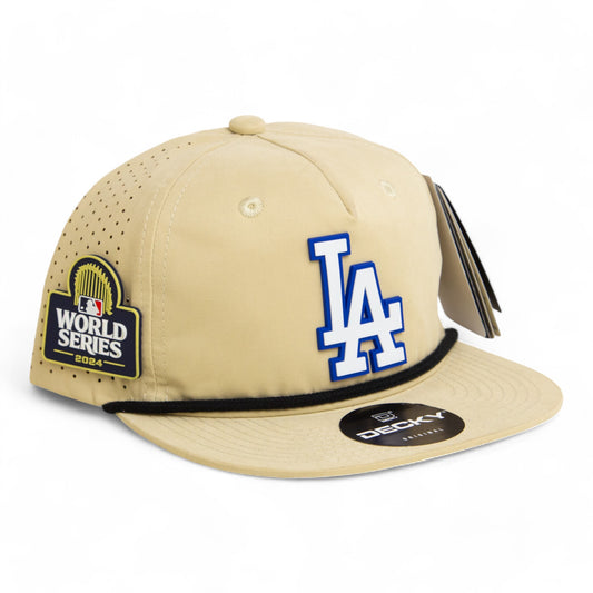 LA Dodgers 2024 World Series 3D Perforated Rope Hat White- Birch/ Black