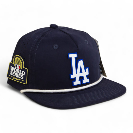 LA Dodgers 2024 World Series 3D Perforated Rope Hat White- Navy/ White