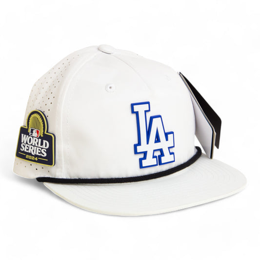 LA Dodgers 2024 World Series 3D Perforated Rope Hat White- White/ Black