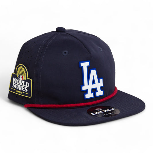 LA Dodgers 2024 World Series 3D Perforated Rope Hat White- Navy/ Red