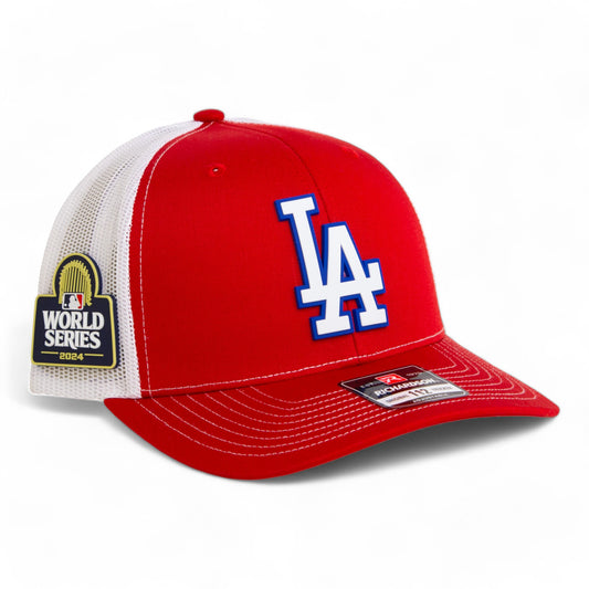 LA Dodgers 2024 World Series Snapback Trucker Hat White- Red/ White