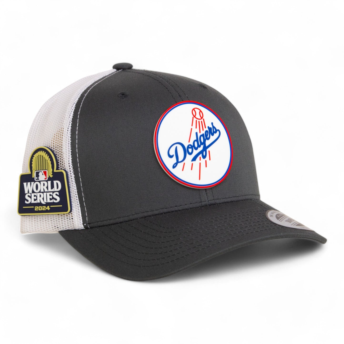 Los Angeles Dodgers 2024 World Series 3D YP Snapback Trucker Hat- Charcoal/ White