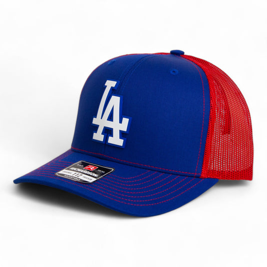 LA Dodgers 2024 World Series Snapback Trucker Hat White- Royal/ Red