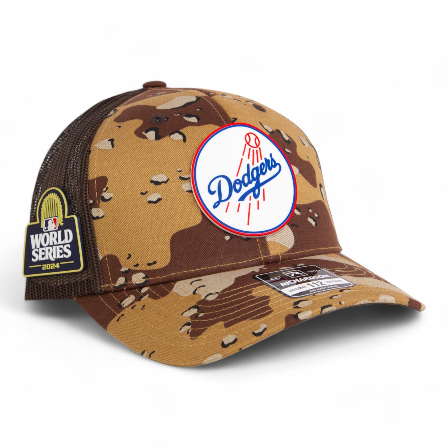 Los Angeles Dodgers 2024 World Series Snapback Trucker Hat- Desert Camo/ Brown