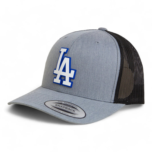 LA Dodgers 2024 World Series 3D YP Snapback Trucker Hat White- Heather Grey/ Black