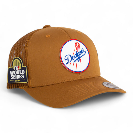 Los Angeles Dodgers 2024 World Series 3D YP Snapback Trucker Hat- Caramel