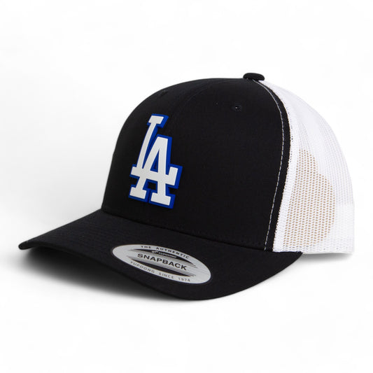 LA Dodgers 2024 World Series 3D YP Snapback Trucker Hat White- Black/ White