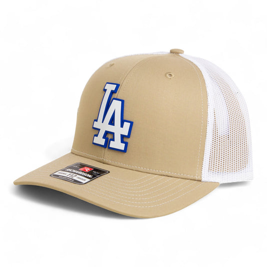 LA Dodgers 2024 World Series Snapback Trucker Hat White- Tan/ White