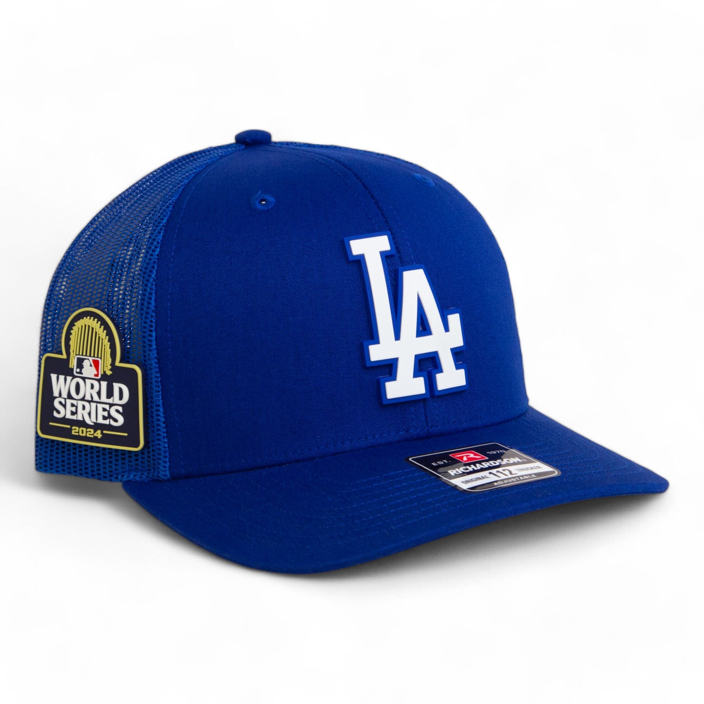 LA Dodgers 2024 World Series Snapback Trucker Hat White- Royal