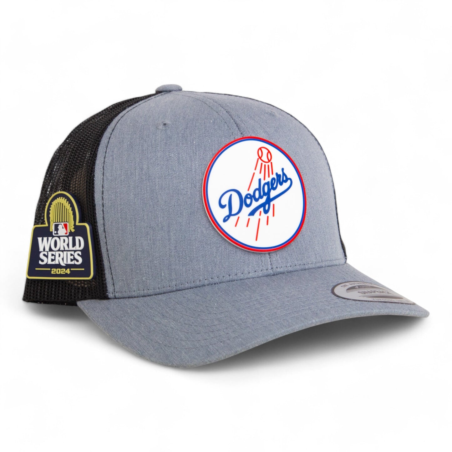 Los Angeles Dodgers 2024 World Series 3D YP Snapback Trucker Hat- Heather Grey/ Black