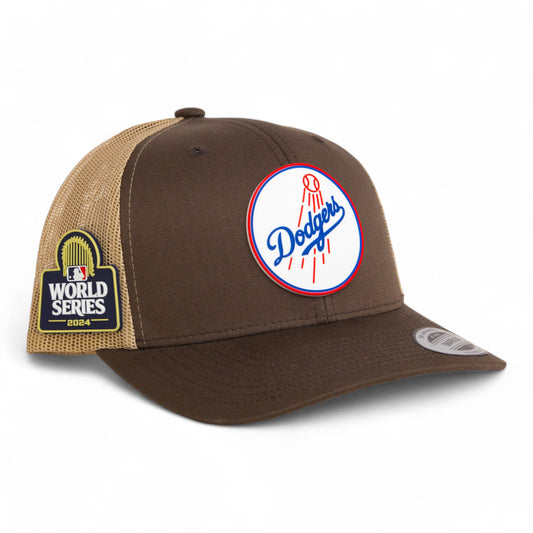 Los Angeles Dodgers 2024 World Series 3D YP Snapback Trucker Hat- Brown/ Tan