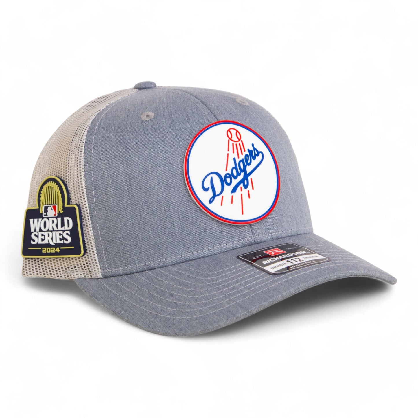 Los Angeles Dodgers 2024 World Series Snapback Trucker Hat- Heather Grey/ Light Grey