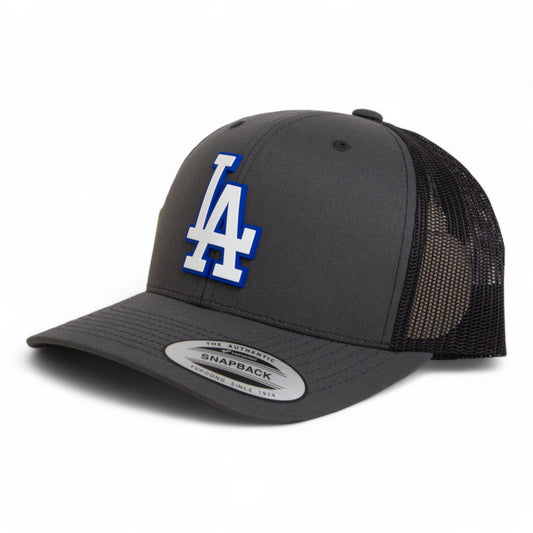 LA Dodgers 2024 World Series 3D YP Snapback Trucker Hat White- Charcoal/ Black