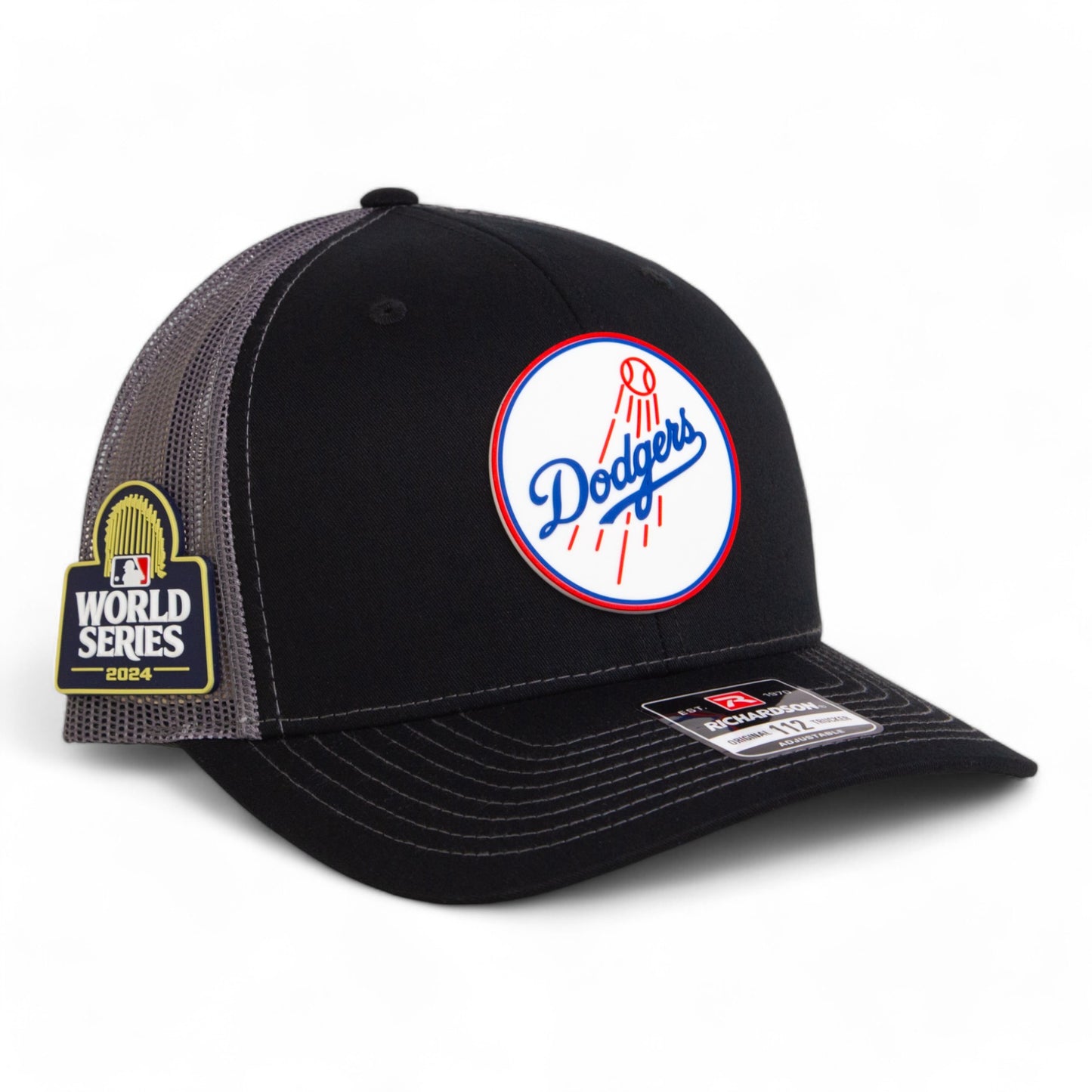 Los Angeles Dodgers 2024 World Series Snapback Trucker Hat- Black/ Charcoal