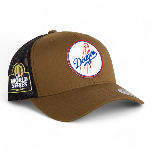 Los Angeles Dodgers 2024 World Series 3D YP Snapback Trucker Hat- Coyote/ Black