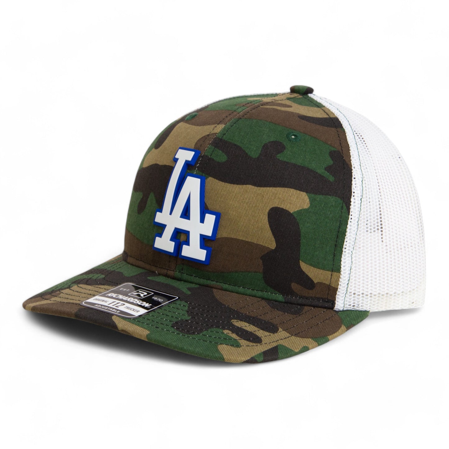 LA Dodgers 2024 World Series Snapback Trucker Hat White- Army Camo/ White