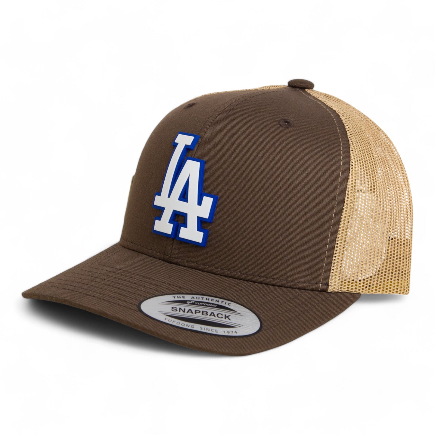 LA Dodgers 2024 World Series 3D YP Snapback Trucker Hat White- Brown/ Tan