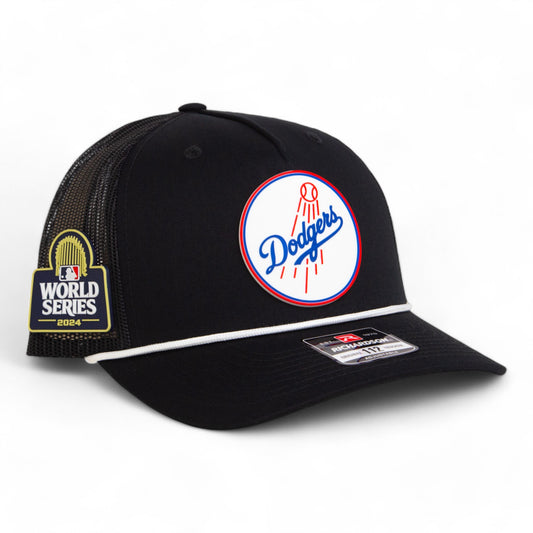 Los Angeles Dodgers 2024 World Series Snapback Trucker Rope Hat- Black