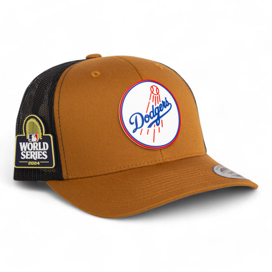 Los Angeles Dodgers 2024 World Series 3D YP Snapback Trucker Hat- Caramel/ Black