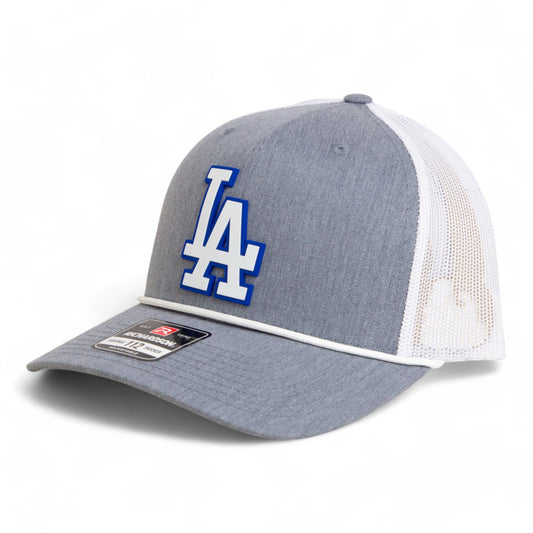 LA Dodgers 2024 World Series Snapback Trucker Rope Hat White- Heather Grey/ White