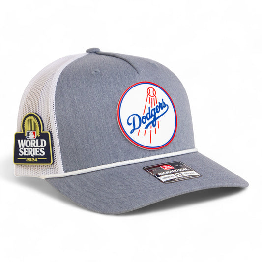 Los Angeles Dodgers 2024 World Series Snapback Trucker Rope Hat- Heather Grey/ White