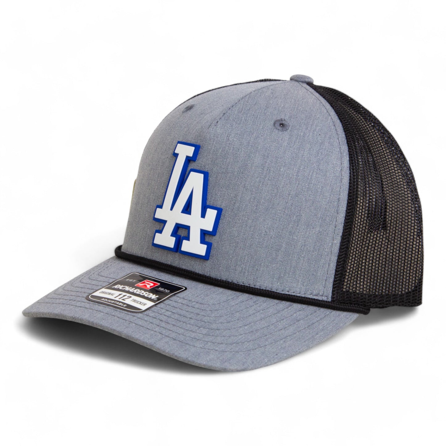 LA Dodgers 2024 World Series Snapback Trucker Rope Hat White- Heather Grey/ Black