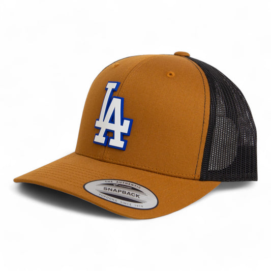 LA Dodgers 2024 World Series 3D YP Snapback Trucker Hat White- Caramel/ Black