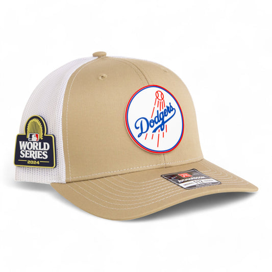 Los Angeles Dodgers 2024 World Series Snapback Trucker Hat- Tan/ White