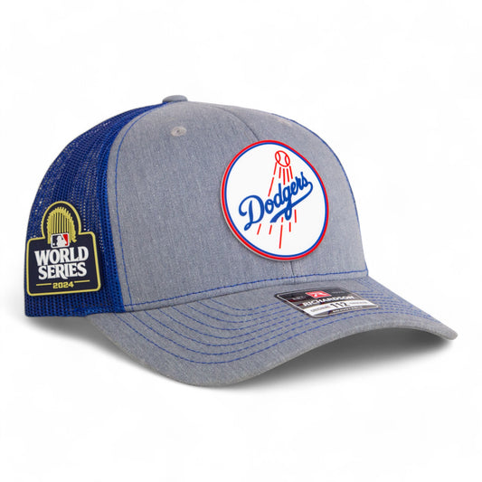 Los Angeles Dodgers 2024 World Series Snapback Trucker Hat- Heather Grey/ Royal