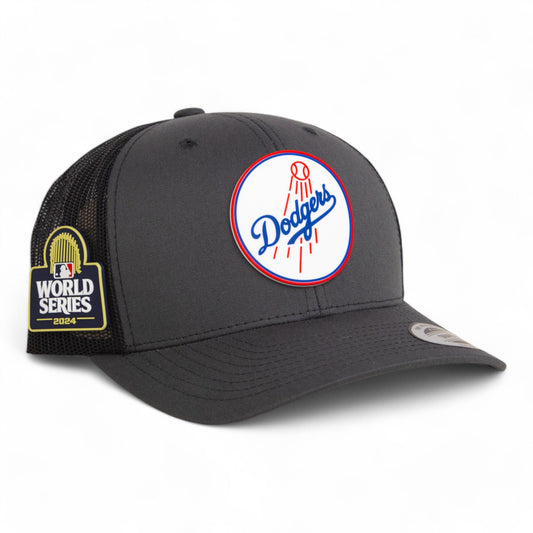 Los Angeles Dodgers 2024 World Series 3D YP Snapback Trucker Hat- Charcoal/ Black