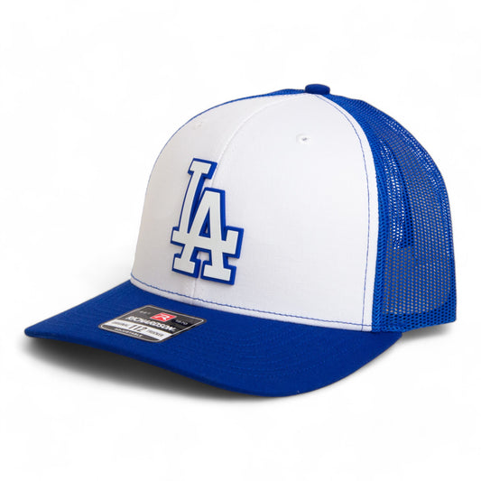 LA Dodgers 2024 World Series Snapback Trucker Hat White- White/ Royal