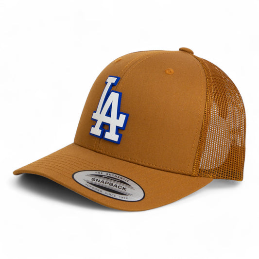 LA Dodgers 2024 World Series 3D YP Snapback Trucker Hat White- Caramel