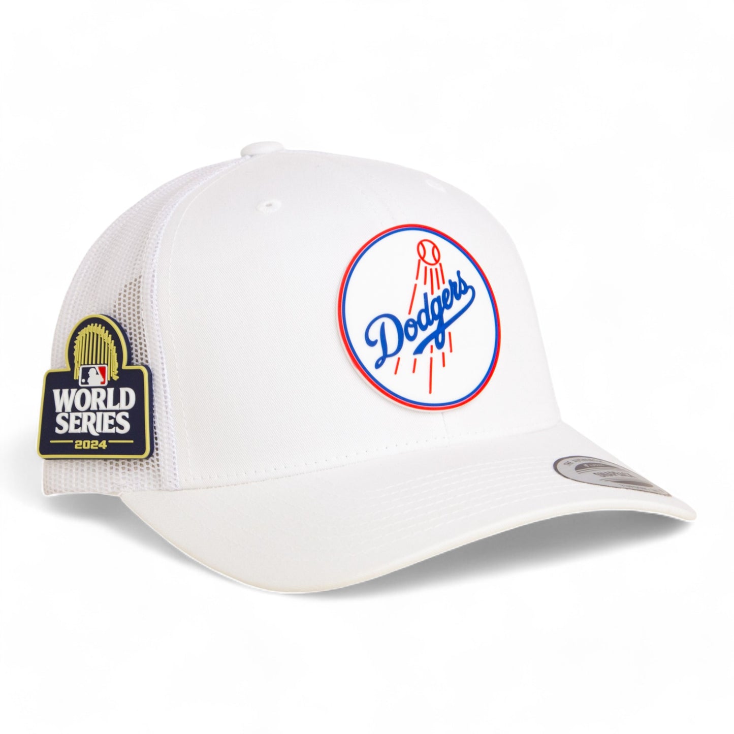 Los Angeles Dodgers 2024 World Series 3D YP Snapback Trucker Hat- White