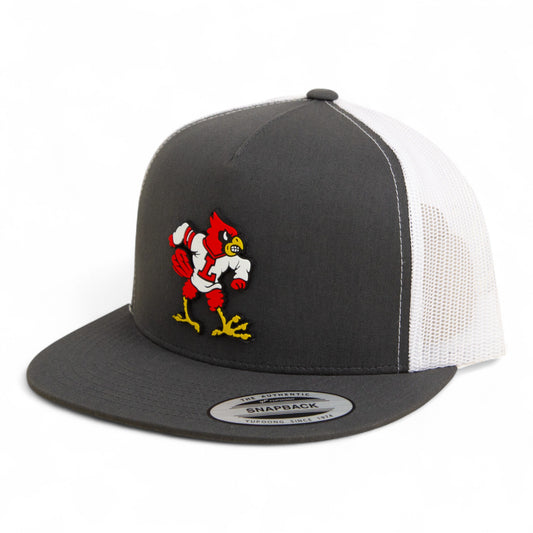 Louisville Cardinals Retro 3D YP Snapback Flat Bill Trucker Hat- Charcoal/ White