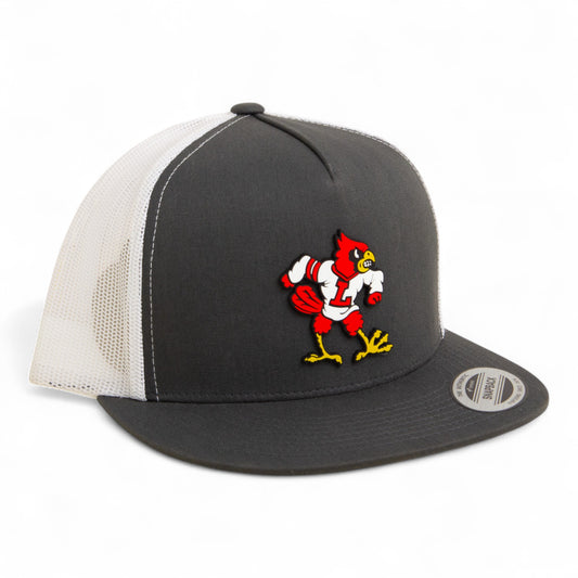 Louisville Cardinals Retro 3D YP Snapback Flat Bill Trucker Hat- Charcoal/ White