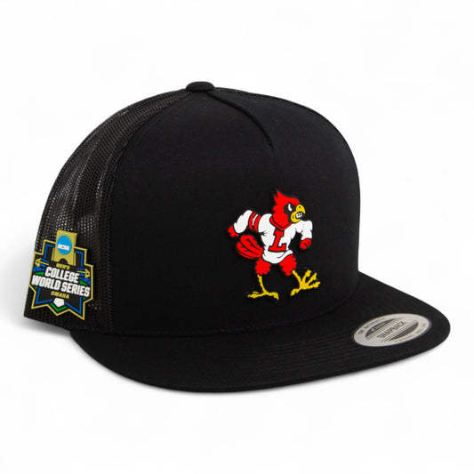 Louisville Cardinals Retro 2025 College World Series 3D YP Snapback Flat Bill Trucker Hat- Black