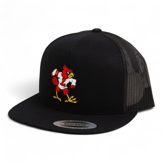 Louisville Cardinals Retro 2025 College World Series 3D YP Snapback Flat Bill Trucker Hat- Black