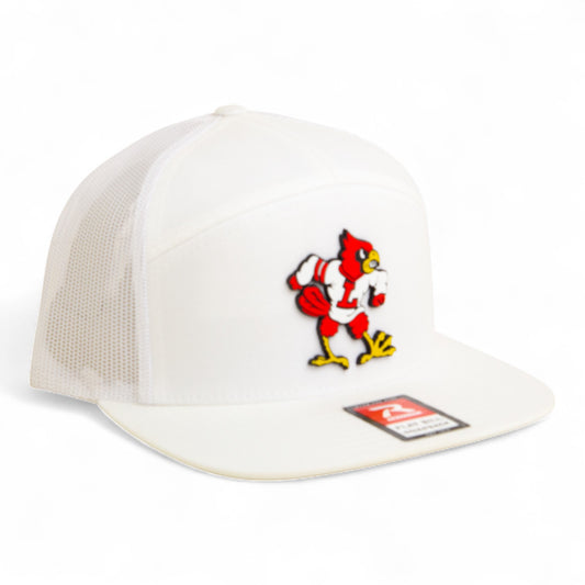 Louisville Cardinals Retro 3D Snapback Seven-Panel Flat Bill Trucker Hat- White