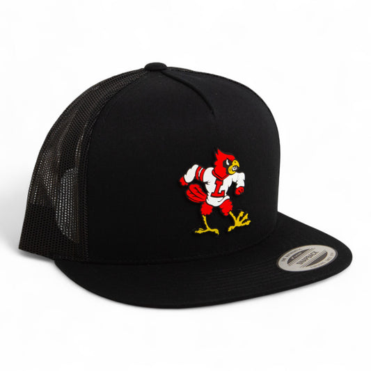 Louisville Cardinals Retro 3D YP Snapback Flat Bill Trucker Hat- Black