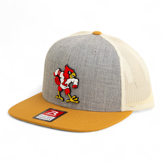Louisville Cardinals Retro 3D Wool Blend Flat Bill Hat- Heather Grey/ Birch/ Biscuit