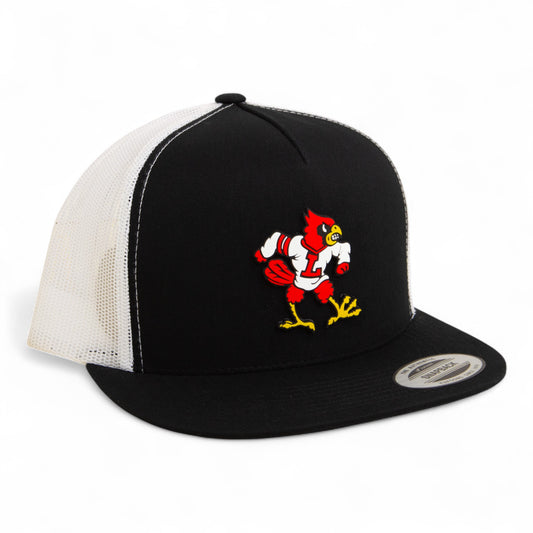 Louisville Cardinals Retro 3D YP Snapback Flat Bill Trucker Hat- Black/ White