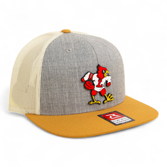 Louisville Cardinals Retro 3D Wool Blend Flat Bill Hat- Heather Grey/ Birch/ Biscuit