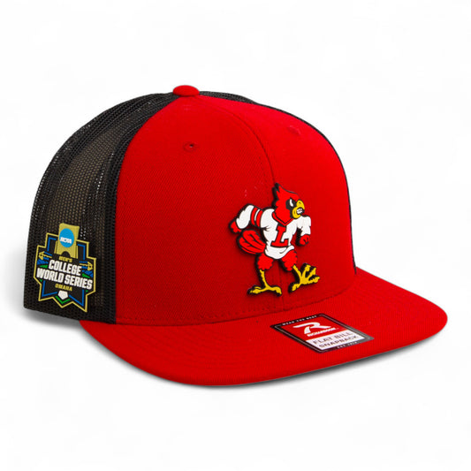 Louisville Cardinals Retro 2025 College World Series 3D Wool Blend Flat Bill Hat- Red/ Black