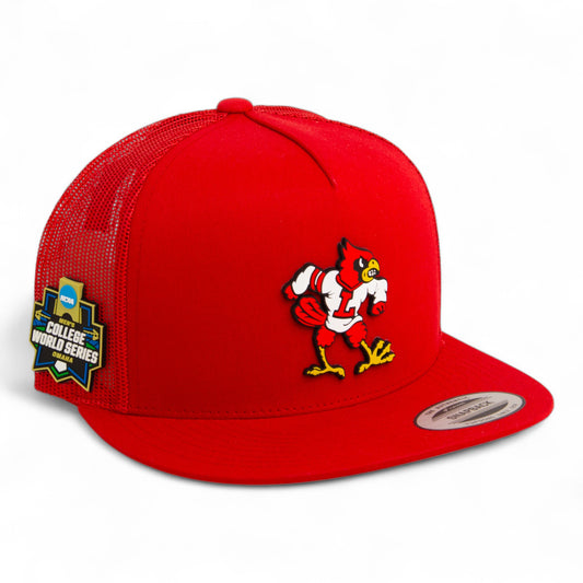 Louisville Cardinals Retro 2025 College World Series 3D YP Snapback Flat Bill Trucker Hat- Red